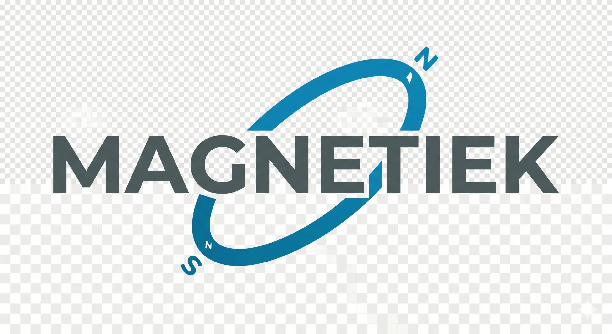 Magnetiek logo — staafmagneet door wordmark